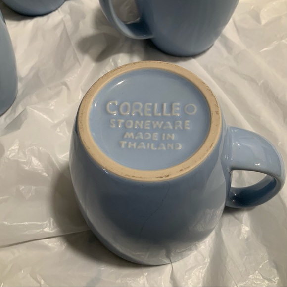 Set Of 4 Vintage Corelle Stoneware Coffee Cups Mugs Light Blue/Periwinkle - Picture 4 of 11